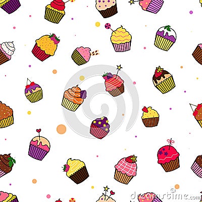 Illustration pattern of cupcakes Stock Photo